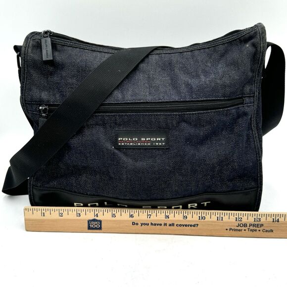 Vintage Polo Sport Ralph Lauren Denim Shoulder Crossbody Bag Adjustable Strap - Picture 4 of 14
